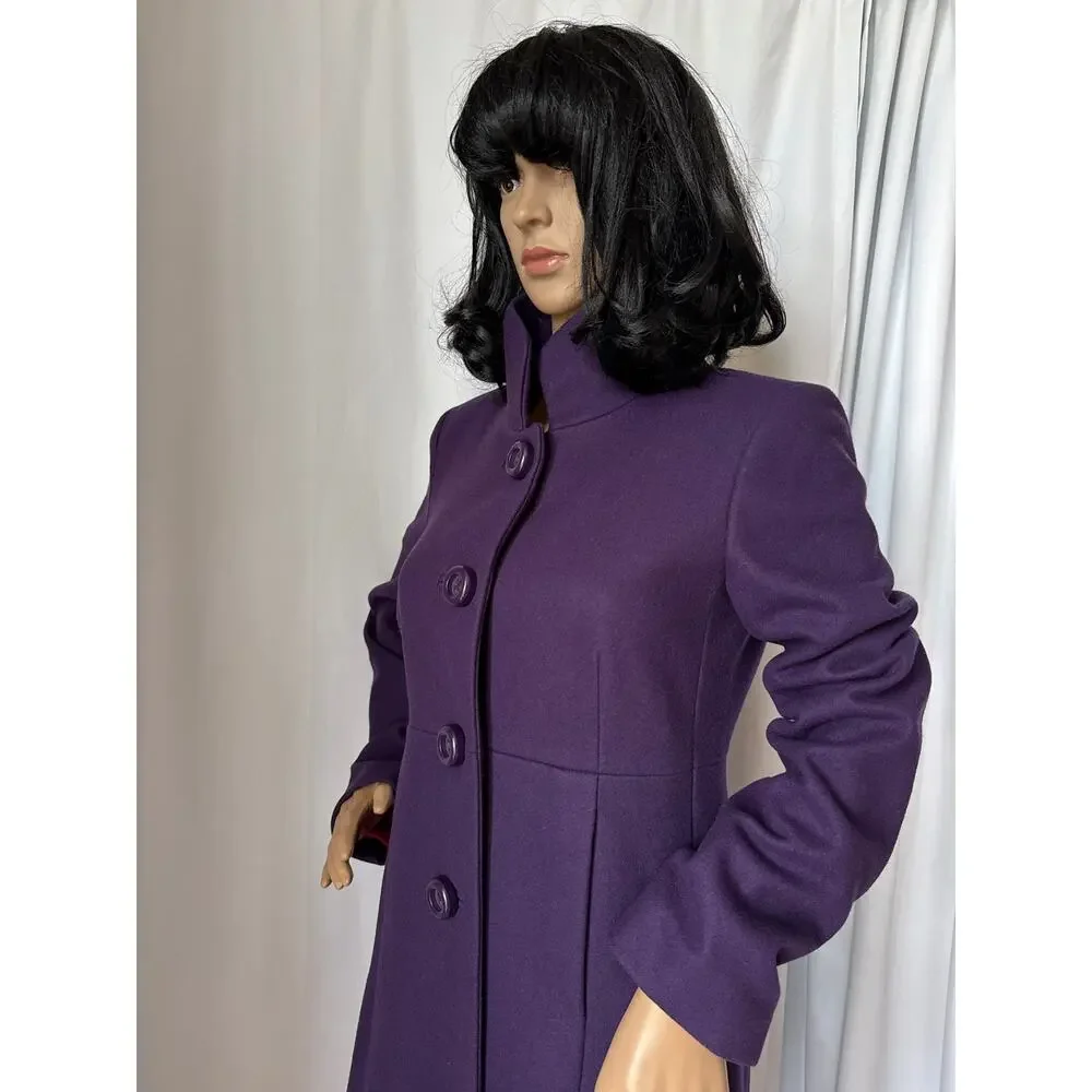J. Crew Uptown Dress Purple coat pleated stand collar preppy size 2